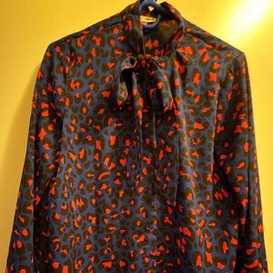 Fashion Nova Blue & Pink Leopard Blouse